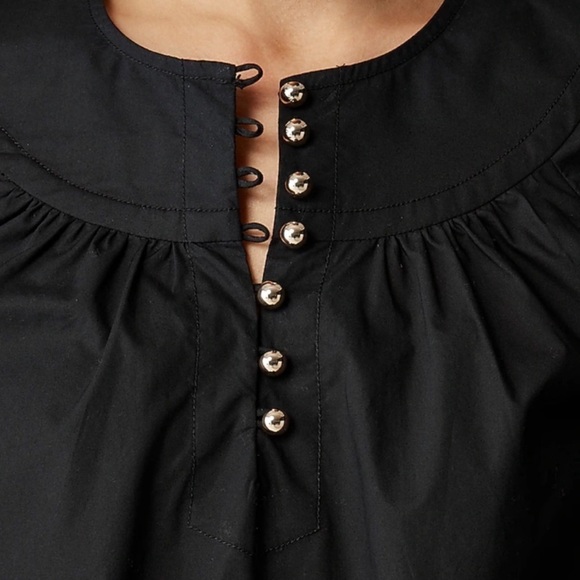 J.Crew Shirred popover top in cotton poplin in black - Picture 3 of 10